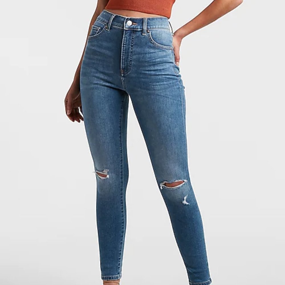 High Waisted Supersoft Ripped Supersoft Skinny Jeans Size 0R